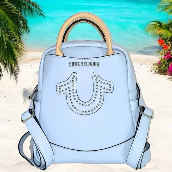 True Religion Baby Blue Mini Backpack Bag NWT - Picture 3 of 12